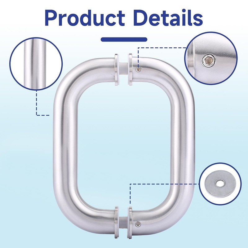 Lidajida 6'' C-Shaped Glass Shower Door Handle Back to Back