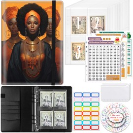 100 Envelopes Challenge Binder Money Saving Challenge Book for Money Saving, A5 Savings Binder Budget Planner with Cash Envelopes and Stickers for Saving Money, Black Women