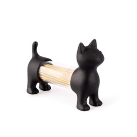 Balvi Toothpick Dispenser and Salt and Pepper Shakers CAT Black in the Shape of a Cat Acrylic/PVC