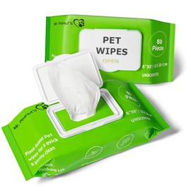 Mr. Peanut's Naturals Plant Based, Flushable, Compostable, Unscented Pet Wipes, 160 Count, Larger 8"x6" Size