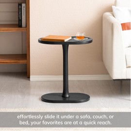 MH London Side Table - Crawford Wooden Modern C Shaped End Table - Exclusively Designed Hand Crafted Tables - End Table for Living Room, Bedroom Bedside Tables and Office