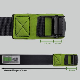 4 x TRUTZHOLM Lashing Strap Lashing Strap with Clamping Lock 4 m x 2.5 cm 270 kg Neoprene Padding for Luggage Securing Bicycle