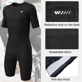 Lo.gas Men's Pro Trisuit Short Sleeve Triathlon Suit for Racing and Triathlon Competitions Triathlon Suit for Men, Black(buy one size larger), XL