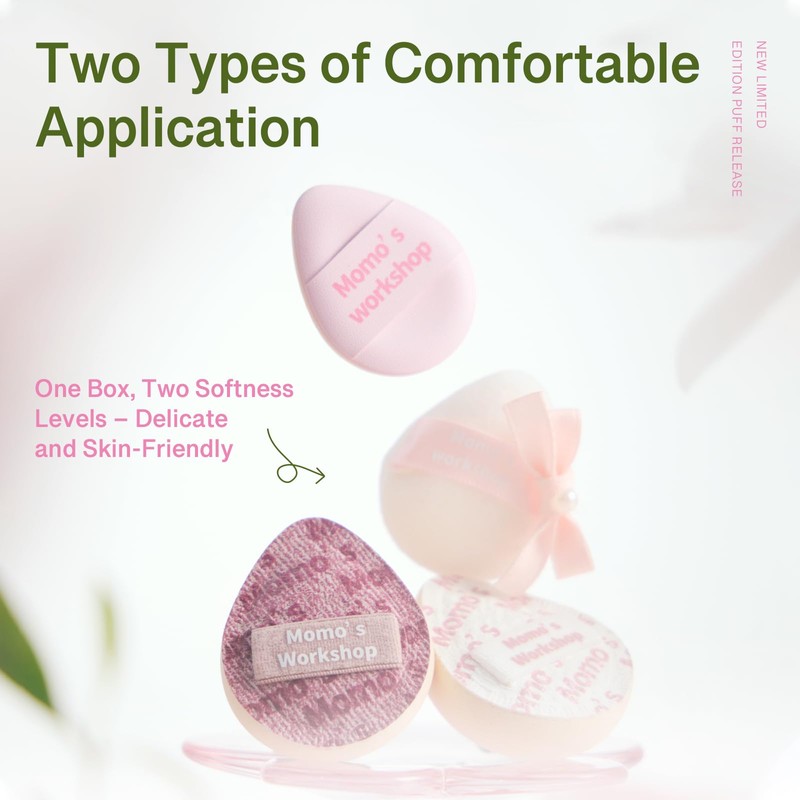MoMo's Workshop 2pcs Powder Puff, Makeup Sponge for Liquid Foundation,