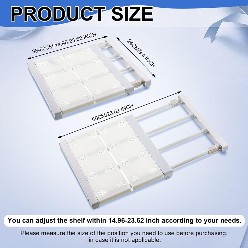 Gerrii 2 Pcs Closet Tension Shelf Rod Expandable Shelf Locker