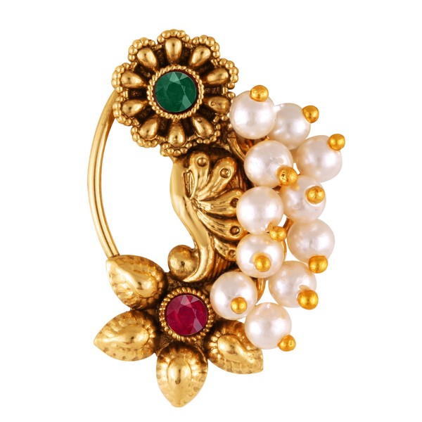 Vighnaharta Gold Plated with Pearl Alloy and Artificial stone Non