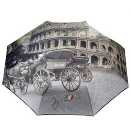 Ynot? Y Not Pocket Umbrella with Open/Close Automatic Printed City Rome, multicoloured