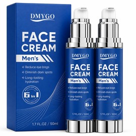 6-in-1 Face Cream for Men with PDRN, Hyaluronic Acid & Squalane, Anti-Aging Moisturizer for Wrinkles, Firming, Brightening, Deep Hydration, Eye Area & Neck Care, 1.7 oz(2PCS)