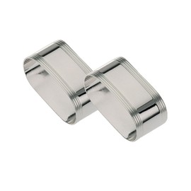 Set of 2 Stainless Steel Silver Plated Oval Thread Design Napkin Rings for Cloth Napkins 5.5 x 2.5 cm