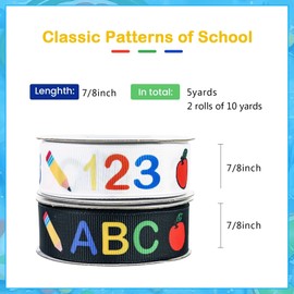 LB Back to School Ribbon for Crafts, Black and White Ribbons Graduation 2025 School Teacher Ribbon for Gifts School Party DIY Craft Teacher Wreath Bow Decor Gift Wrapping 2 Rolls,10 Yards