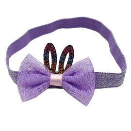 ZCYYYS Easter Bunny Bow Headband with Flower Hair Bands for Baby Girls Hair Accessories TSFJ12 (Lavender)