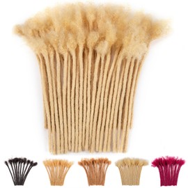 Teresa 6 Inch 0.4cm Width Loc Extension Human Hair #613 Blonde Color 70 Strands Permanent Locs Extensions Can Be Dyed and Bleached for Men/Women/Kids