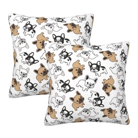 Wisedeal Pack of 2 French Bulldog Throw Pillow Covers 18 X 18 Inches, Dog Puppy Decorative Cushion Covers Pillowcase for Sofa Couch Bedroom Car Office
