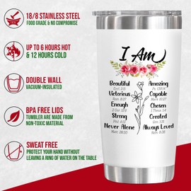 TEEZWONDER Birthday Gifts For Women - Christian, Religious, Encouragement, Spiritual Gifts For Mom, Wife - Christmas, Mothers Day, Valentines Day Gifts For Friends, 20 Oz Stainless Steel Tumbler