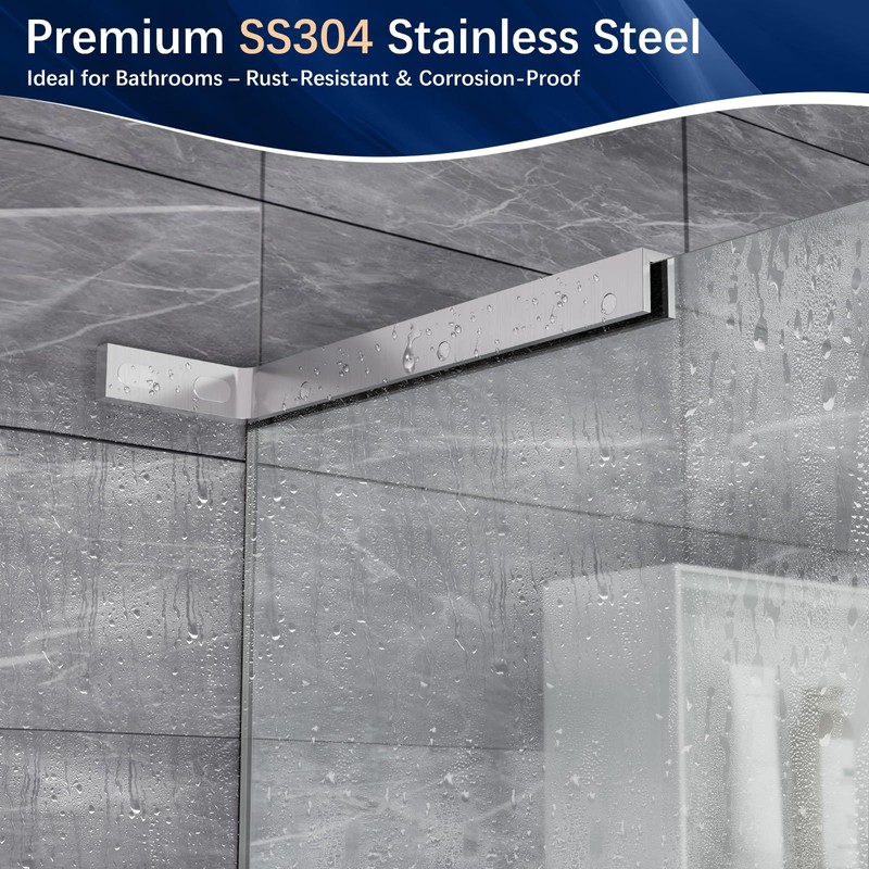 LukLoy Fixed Glass Bracket, Wall to Glass Shower Support Bar,