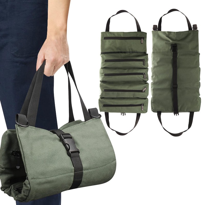 Tool Pouch with Dependable Zippers, Wrench Roll Up Tool Bag,Small