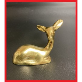 Kaimed Brass Deer Yellow Gold Figurine Object Cute Animal Present Bambi Lucky Charm Paperweight