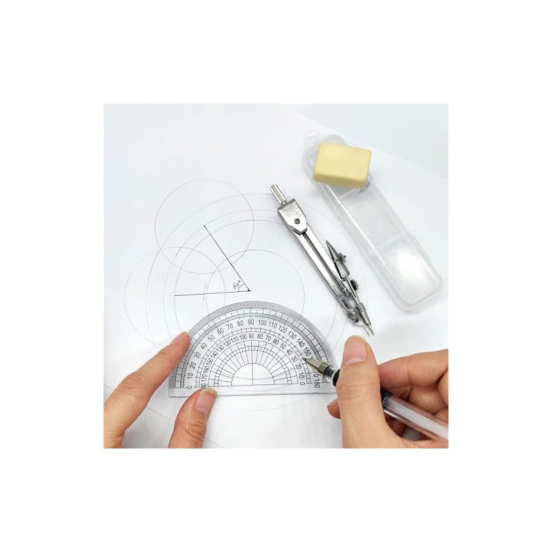 Math Protractors, EYLEER 10cm 180 Degrees Protractors Set, Clear Plastic