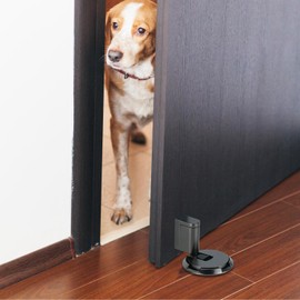 QWORK Heavy Duty Windproof Door Stopper | No Drill Mechanical Floor Stop Keep, Matt Black Finish, 1 Pack