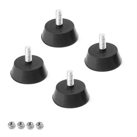 0XBIT Set of 4 Adjustable Feet M6, Adjustable Furniture Feet M6, Rubber Buffer M6 with 32 mm Diameter, High Stability, for Cabinets, Tables, Chairs, Sofas, Showcases