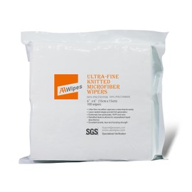 Awipes Suoerfine - Limpiaparabrisas de microfibra para sala limpia de 6 x 6 pulgadas (bolsa de 100 unidades, 180 g/m²) paños de microfibra superfinos de poliéster y poliamida, borde sellado con láser