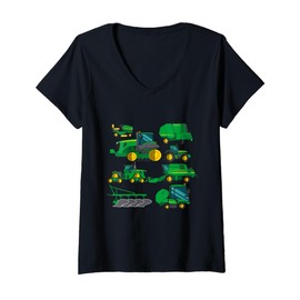 Womens Tractor Farmer Farming Vehicles Trucks Farm Boys Kids V-Neck T-Shirt