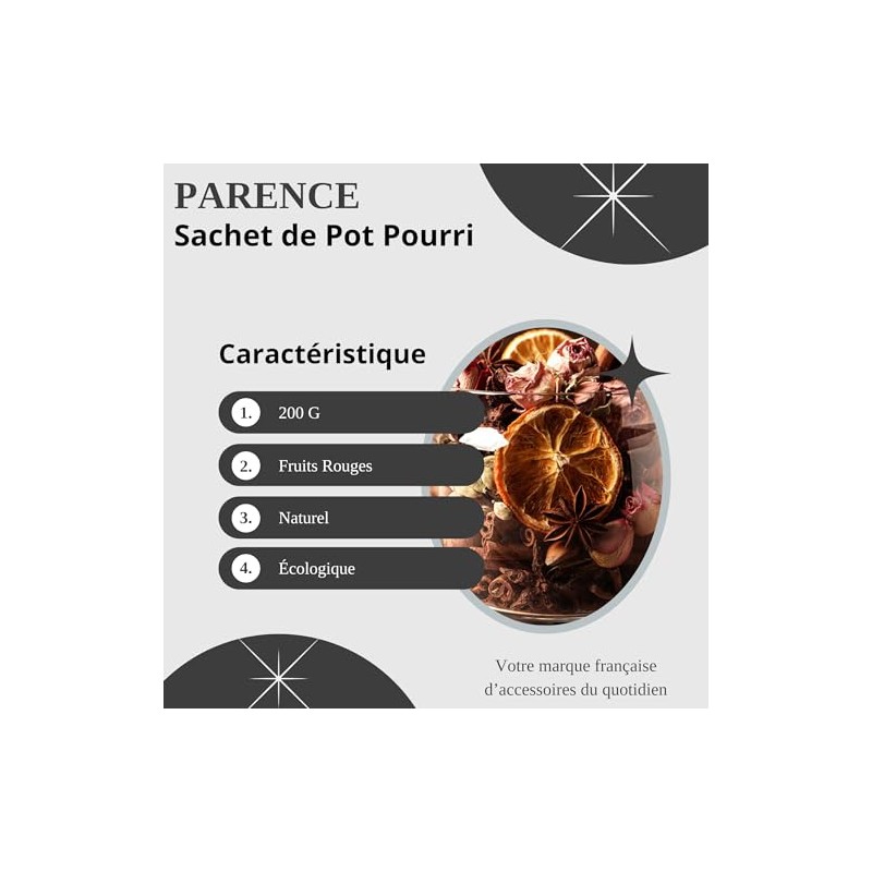 PARENCE.- Pot-Pourri Sacchetto 140g Gusto Frutti Rossi - Decorazione della
