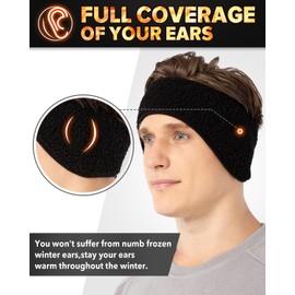 Lauzq Winter Ear Warmers Headbands - Thermal Ear Muffs for Men Women in Cold Weather for Ski Running Cycling Workout