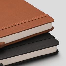 RETTACY Blank Notebook A5 Plain Notebook 2 Pack - 384 Pages Unlined Notebook with 100gsm Blank Paper, Pen Holder, Inner Pocket, for Sketch School Women Men 14.5 x 21cm - Black Brown