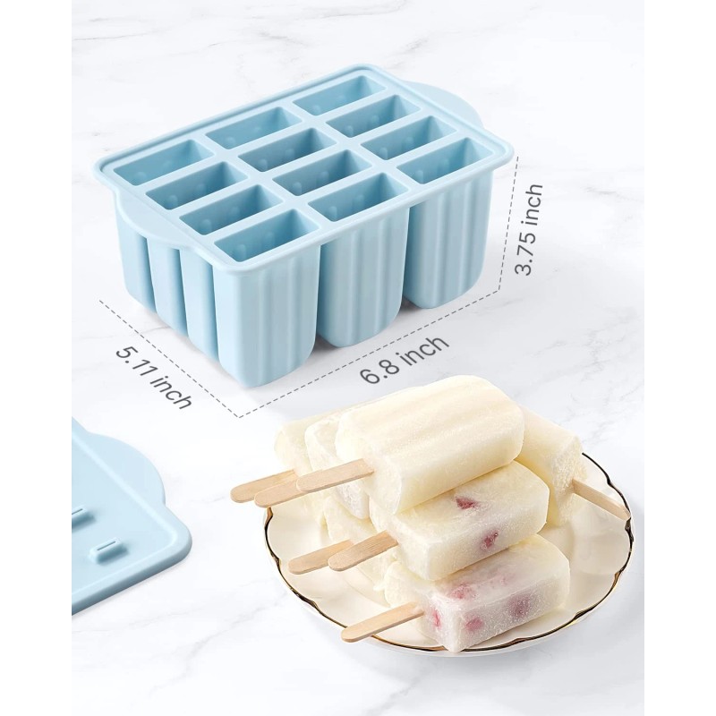 Meetrue Popsicles Molds, MEETRUE 12 Pieces Silicone Popsicle Molds Easy-Release