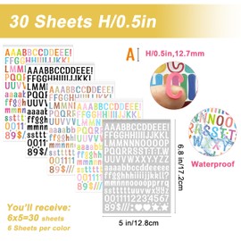 4800 PCS 30-Sheet 0.5 Inch Small Letter Stickers for Water Bottle Scrapbook 1/2" Half in. Mini Deco Alphabet Stickers Colorful Vinyl Letter Stickers for Mailbox Label Book DIY (Bold,Assorted Colors)