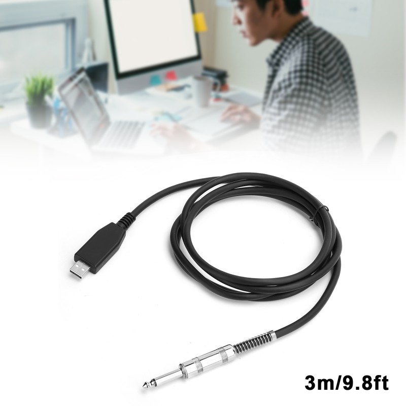 USB Guitar Cable USB Male to 6.35mm Mono Jack Connector