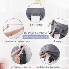 RYB HOME Blackout French Door Curtains, Room Darkening Shades Small Door Window Curtain Drapes Thermal Insulated Tricia Door Blinds for Classroom Door Glass Window, W26 x L40 inch, 1 Panel, Gray