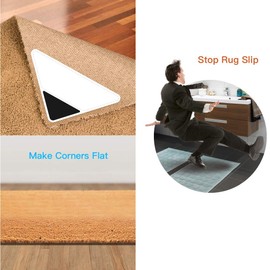 Rug Grippers - Latest Upgraded Carpet Anti-Skid Pad with Strong Sticky Anti Slip Straight Carpet Tape for Curled Corners & Edges (4 PCS)