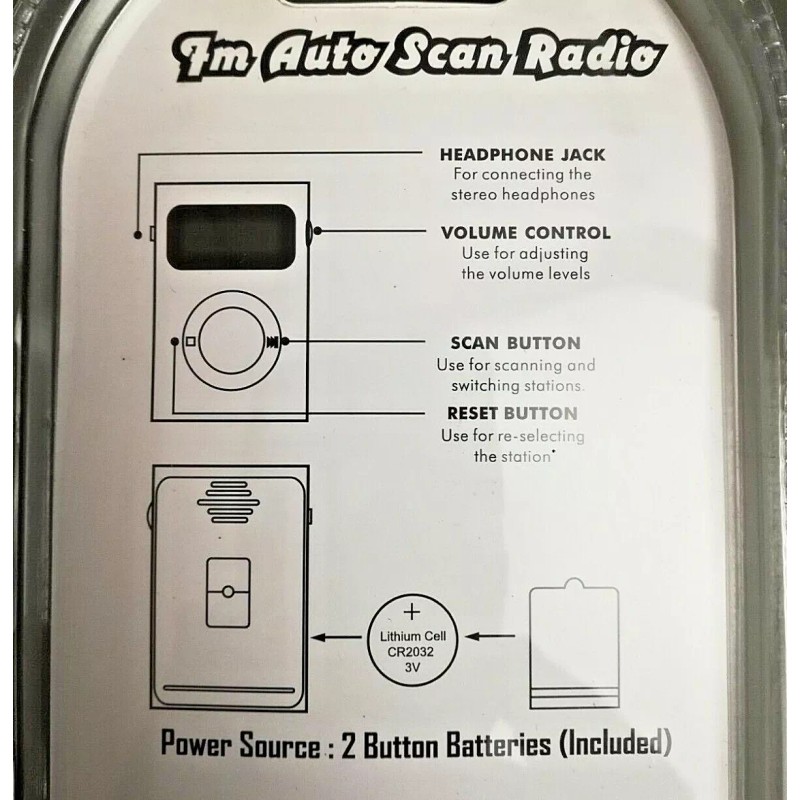 Stronics FM Hand Radio XT R04 White w/ Batteries &