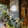 Lafocuse White Outdoor Wall Clocks Waterproof for Patio with Thermometer,
