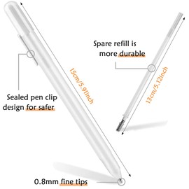 White Gel Pens Set 6 Pieces, 0.8mm Fine Tip Point Sketching Pen Highlight Line Drawing Pens, Art Design Supplies Ink Pens for Back to School Artists Black Paper llustration Adult Kids Book Coloring