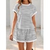 Famulily Women 2 Piece Vacation Sets Cute Stripe Color Block