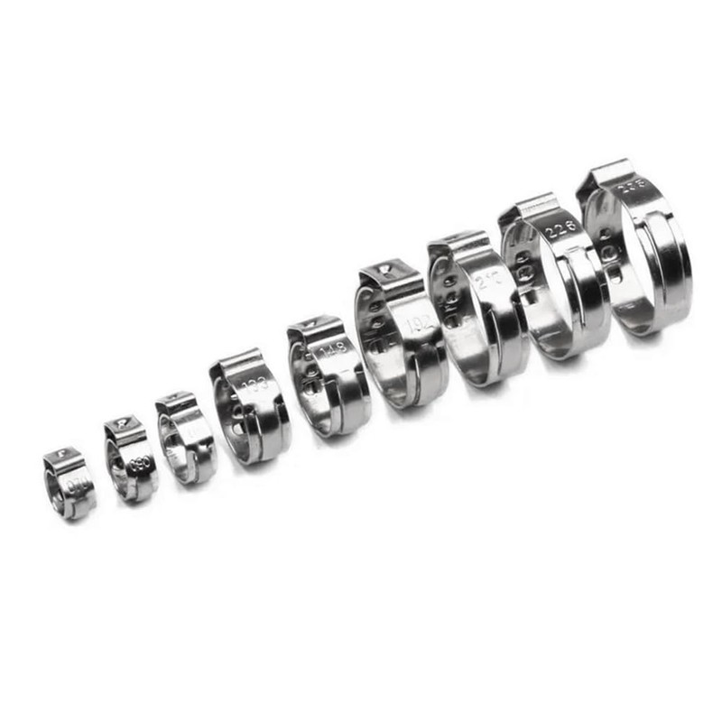 130 Piece Single Ear Stepless Hose Clamp +1PC Hose Clip