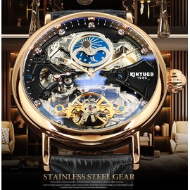 FORSINING Automatic Mechanical Watch, Self Winding Skeleton Watch for Mens, Mechanical Tourbillon Steampunk Fashion Men Watch Date Day Dress Watch Gift for Men