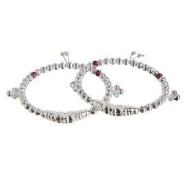 Efulgenz Indian Oxidized Jewelry Antique Bangle Bracelet for Women Bracelet Set Beaded Metal Ball Bangles Bohemian Bangles with Hanging Tassels Bracelet Set Fashion Statement Jewelry for Women (2 Pcs), Size-2.6