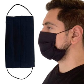 Reusable Face Mask GENERISE Double Fabric Cotton Face Mask x4 - Pleated for Extra Breathability & Comfort - Washable (Navy Blue)