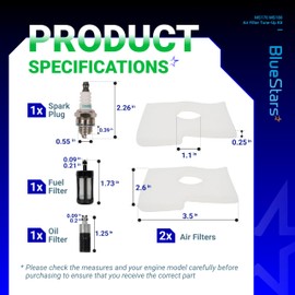 BlueStars MS170 MS180 Air Filter Tune-Up Kit - Compatible with STIHL MS 170 MS 180 017 018 Chainsaw 1130 124 0800 with Spark Plug Fuel Filter Oil Filter