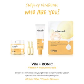 SNP Prep Vitaronic Ampoule Sheet Mask – Korean Face Mask with Vitamin C, Panthenol, and Triple Hyaluronic Acid for Radiant Glow, Uneven Skin Tone, and Moisture Balance, 10 Sheets