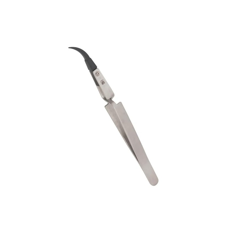 ESD Plastic Tip Curved Tweezers for Soldering Repair Work Interchangeable