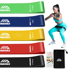 MAVIKS Exercise Bands Resistance Bands for Working Out, Set of 5 Stretch Bands, Elastic Bands for Exercise, Physical Therapy Bands, Arms & Legs Workout, Stretching, Home Fitness, for Women and Man