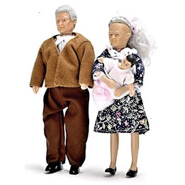 Melody Jane Dollhouse Miniature Modern People Grandma Grandad and Baby Grandparents