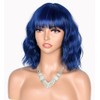 CoCrowns Short Wavy Wig with Air Bangs Shoulder Length Women's