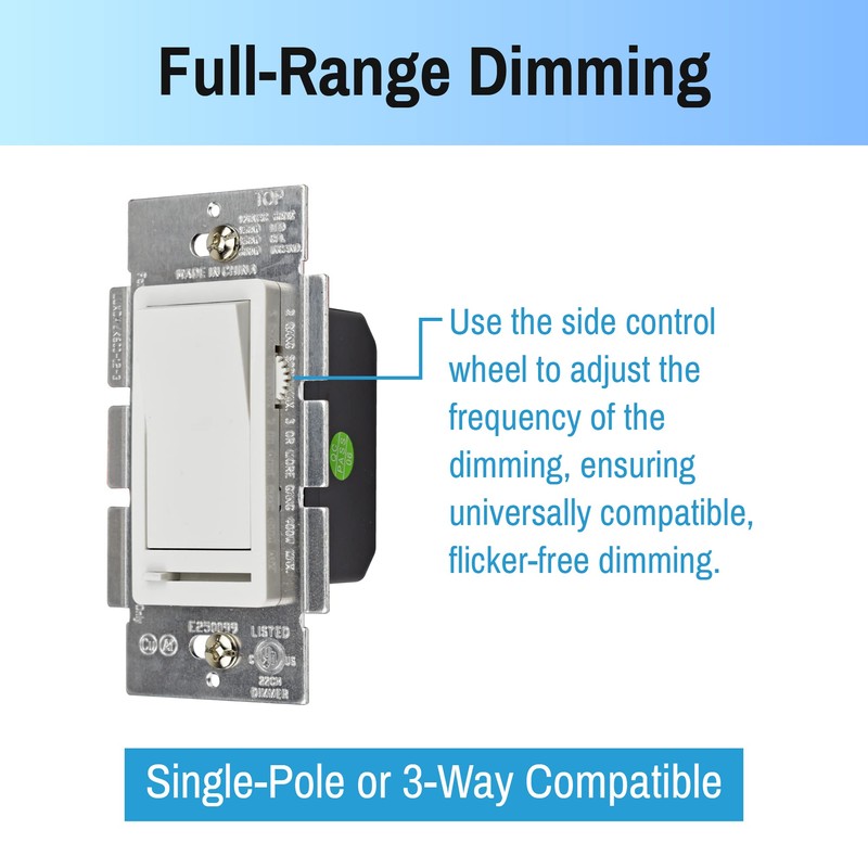 CLEANLIFE Single Pole LED Dimmer Switch - Modern, Low Profile