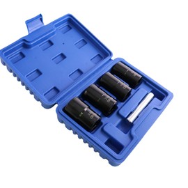 HYCDIYTS 5 Pcs Nut Twister Nut Extraction Socket Nut Twister Socket Set for Stripped Bolts and Crushed Bolts Deep Socket 17mm 19mm 21mm 22mm Wheel Lock Nut Removal Socket Set Removal Car Repair Tool